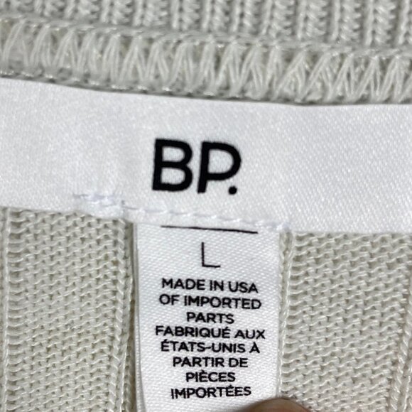 NEW Nordstorm BP Ribbed Crop Sweater Grey Size Large V-Neck Knit Made in USA L - Picture 5 of 11